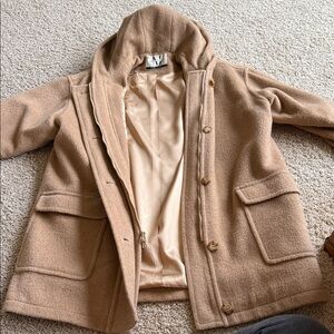 Vintage Tan Mackintosh Hooded Wool and Mohair Coat Sz 14
